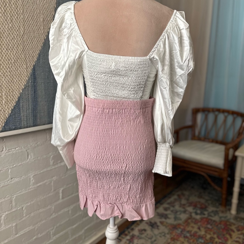 Story On Pink Ruched Panel Ruffle BodyCon Skirt - Picture 8 of 9